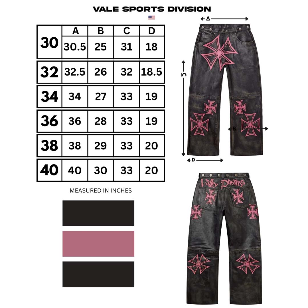 Vale Forever Leather Croxxx Denim Pants Black Pink