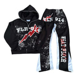 Floor 914 All Star Sweatsuit Hoodie & Sweatpants Black Red