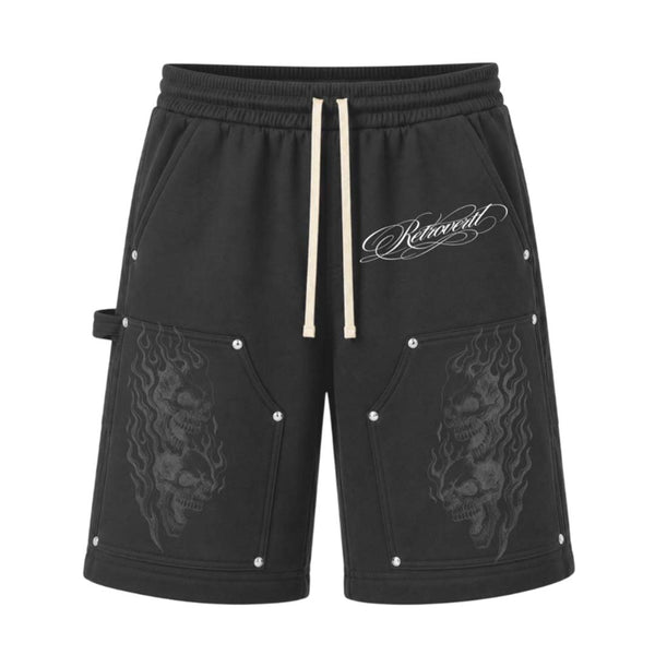 Retrovert Flame Smoke Truffle Grey Sweat Shorts