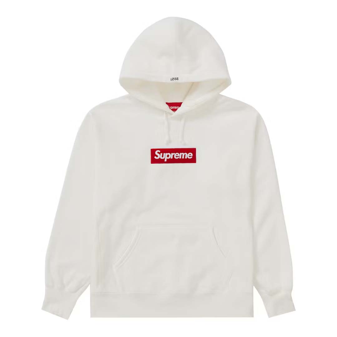 Supreme Box Logo Hooded Sweatshirt White Red