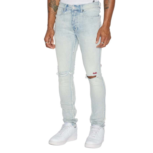 Ksubi Van Winkle Red Embroidered Skinny Jeans Light Wash