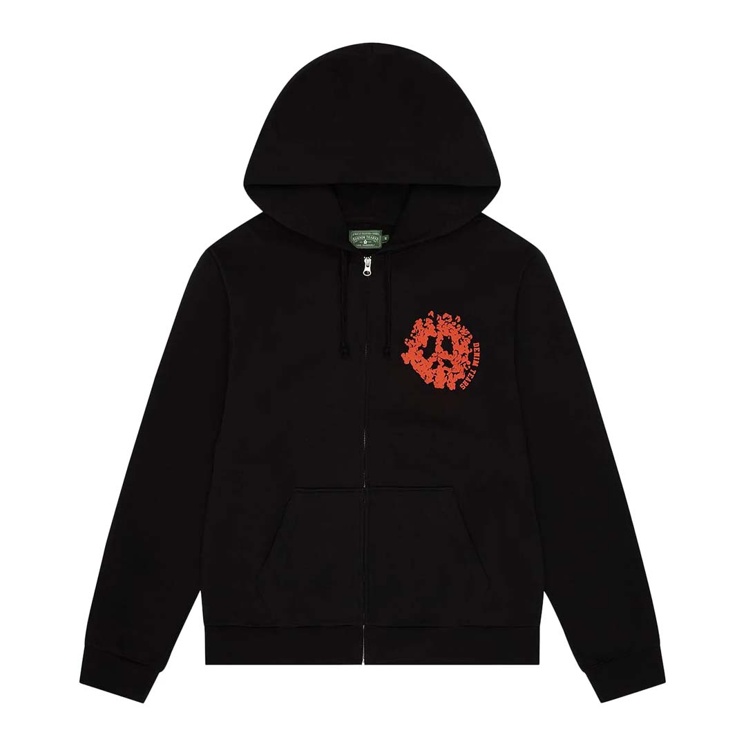 Denim Tears University Zip Up Hoodie Black Orange