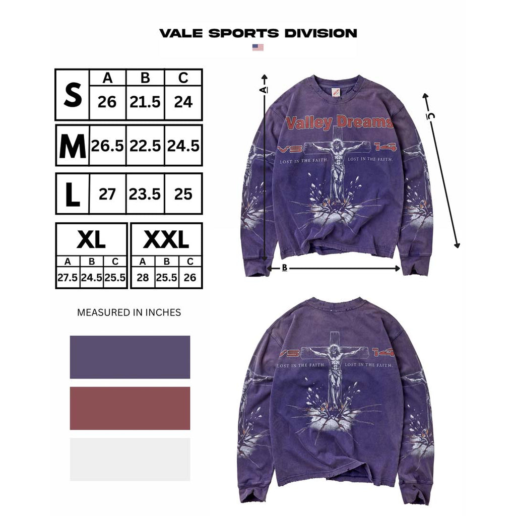 Vale Forever Concrete Cross Long Sleeve Tee Navy Red