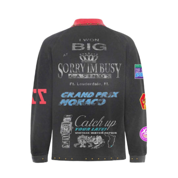 Triple Sevens Sponsor Polo Black Long Sleeve Tee