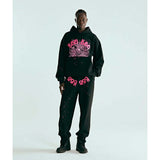 Sp5der Angel Number Web Hoodie Black Pink