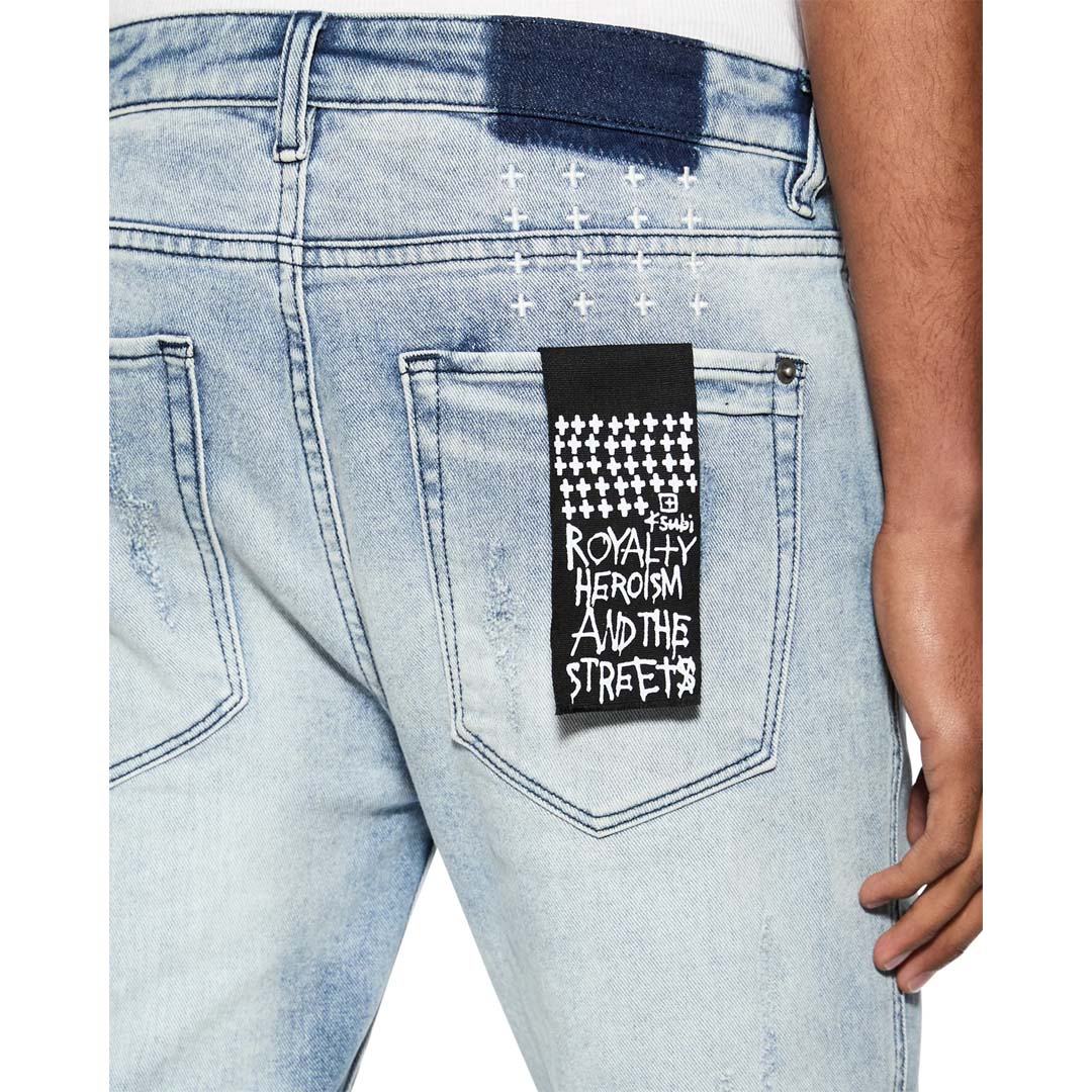 Ksubi Van Winkle Thrashed Jeans Blue Wash