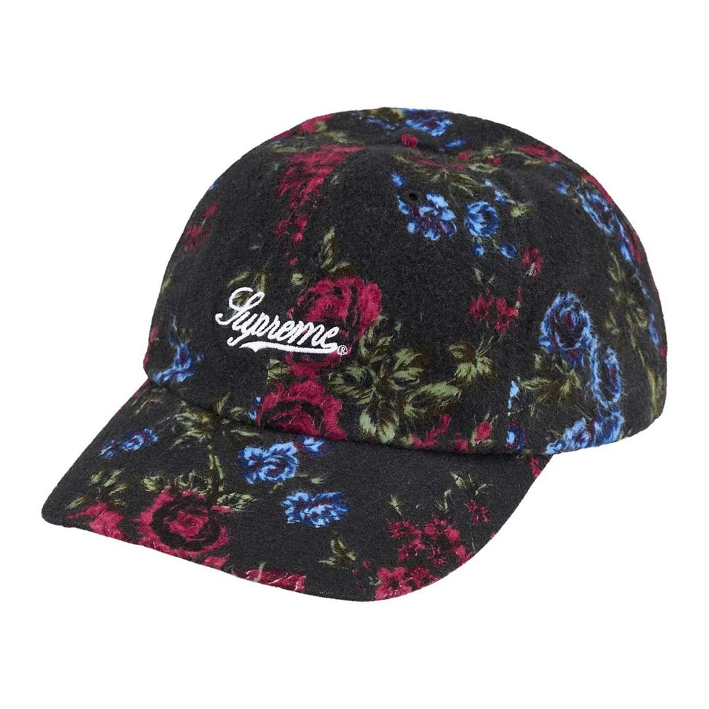Supreme Floral Flannel 6 Panel Black Hat