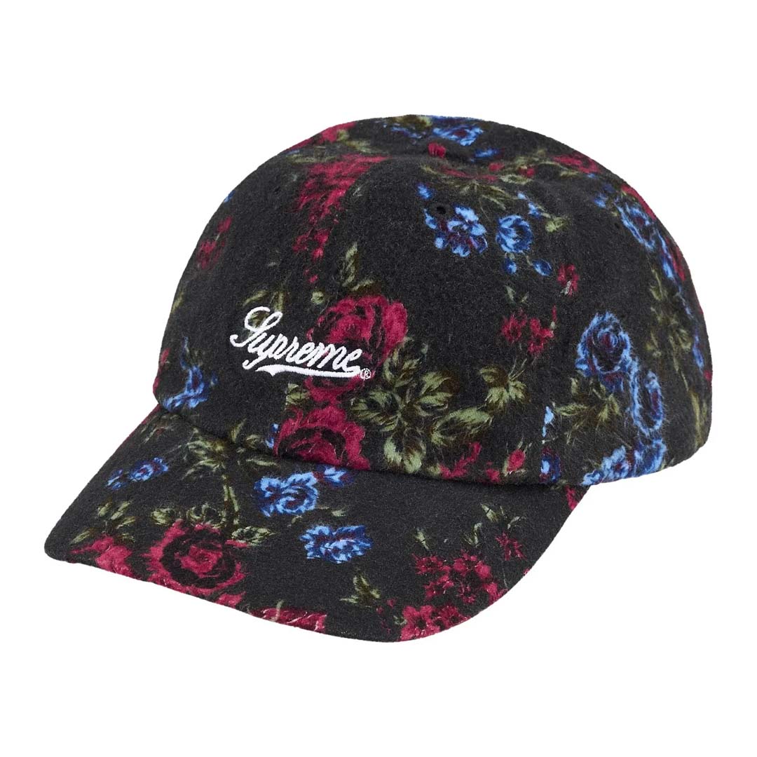 Supreme Floral Flannel 6 Panel Black Hat