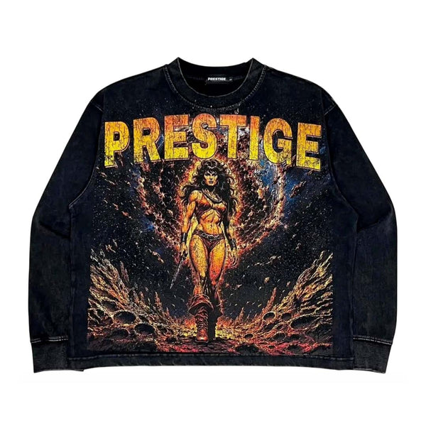 Prestige Phoenix Long Sleeve Tee Black Orange