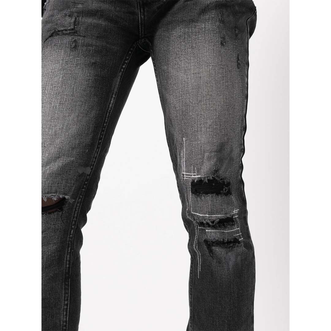 Ksubi Van Winkle Burnt Skinny Jeans Washed Black