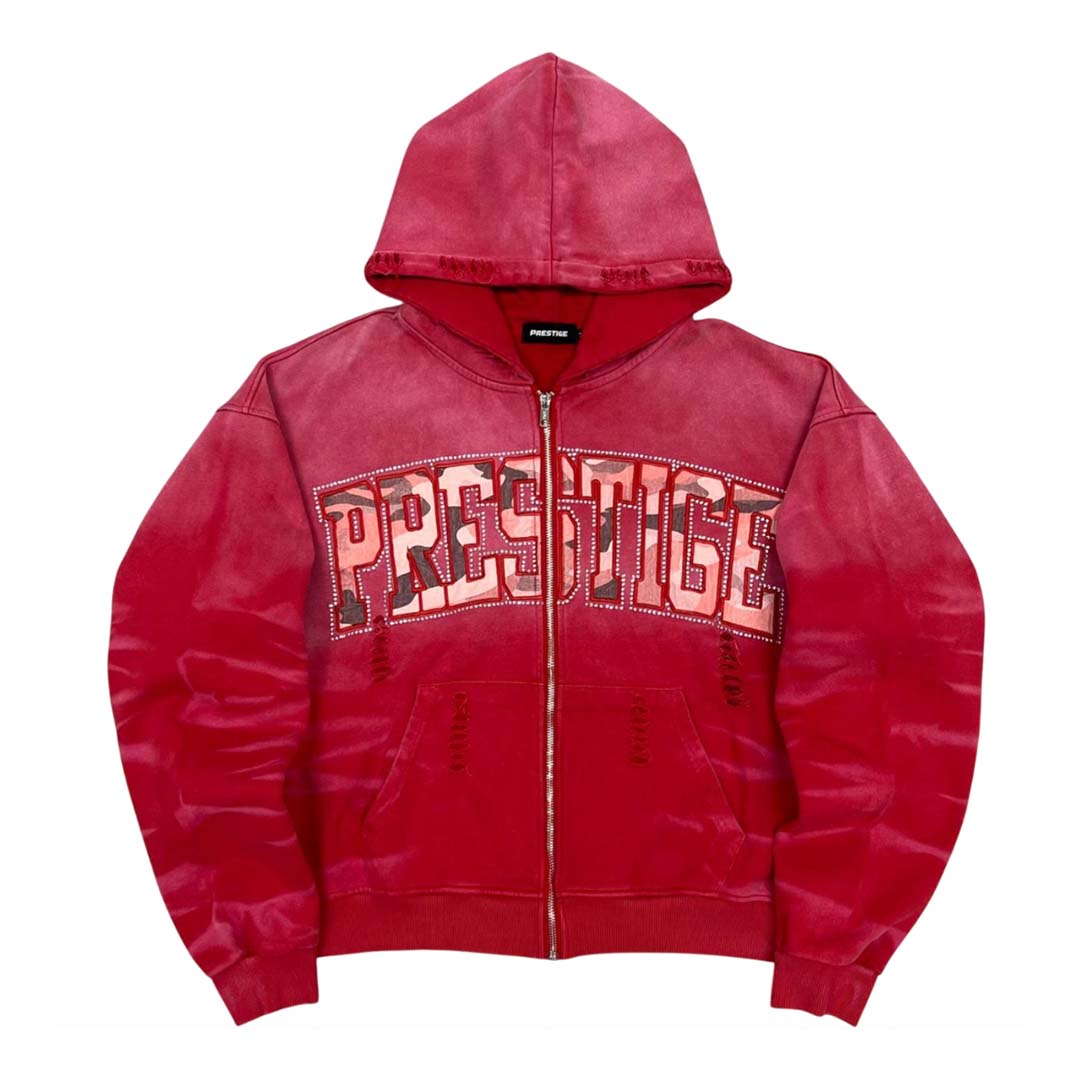 Prestige Eclipse Zip Up Hoodie Faded Red Camo