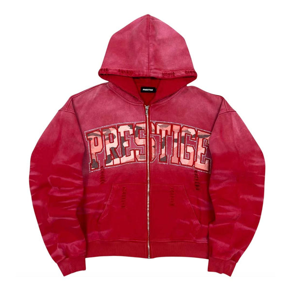 Prestige Eclipse Zip Up Hoodie Faded Red Camo