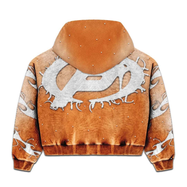 Prestige Flames Hoodie Faded Orange