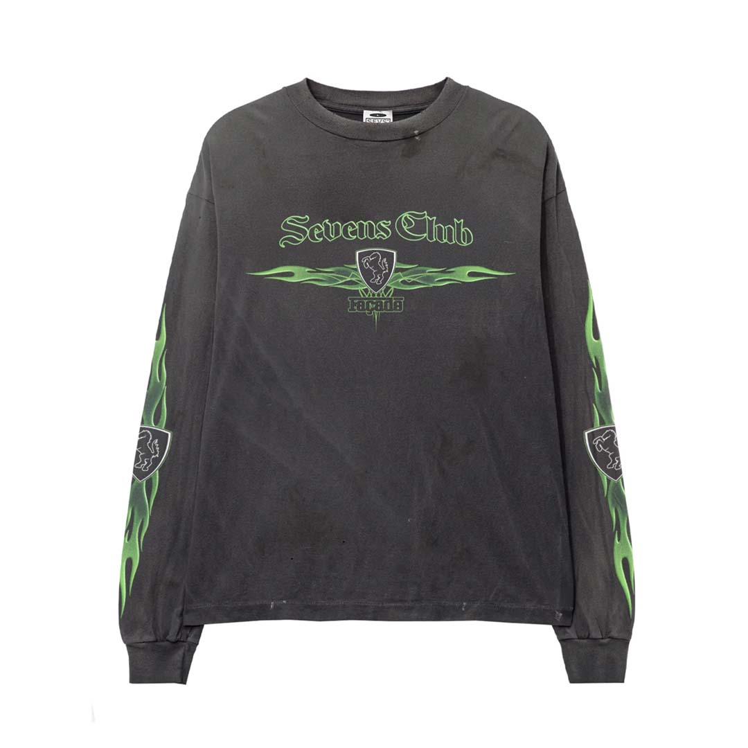 Triple Sevens Biker Long Sleeve Tee Faded Black Green