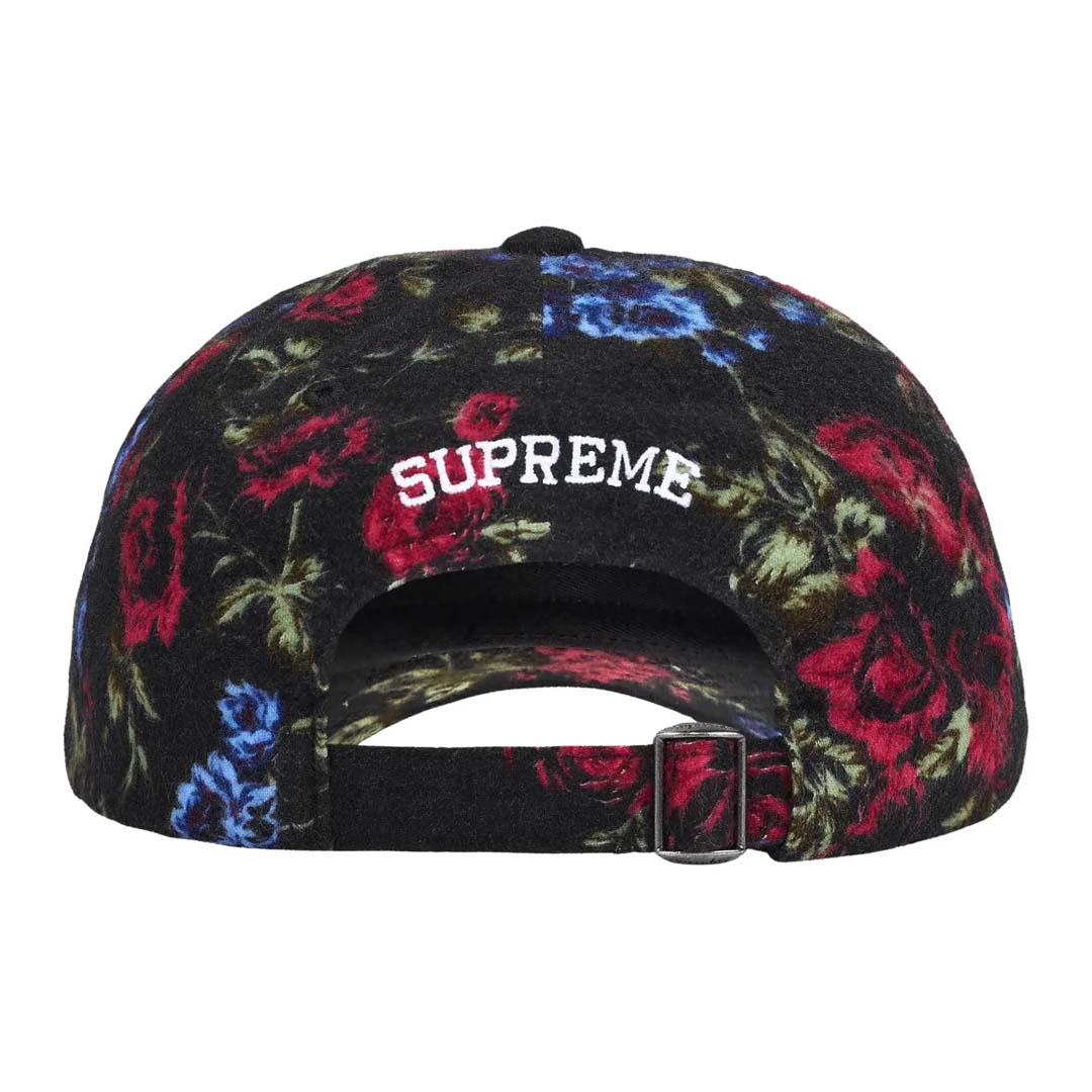Supreme Floral Flannel 6 Panel Black Hat