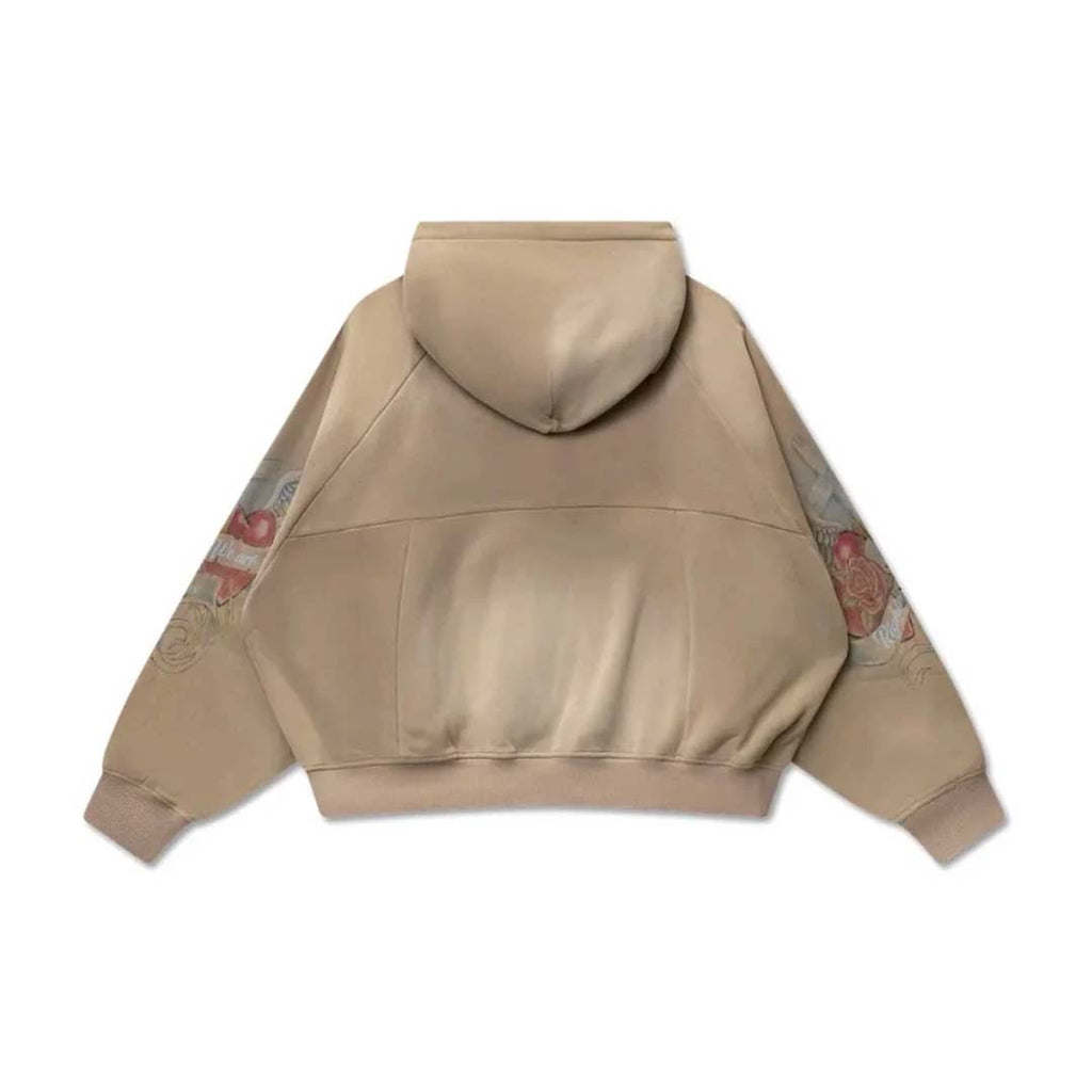 Righteous Sacred Heart Tan Zip Up Hoodie