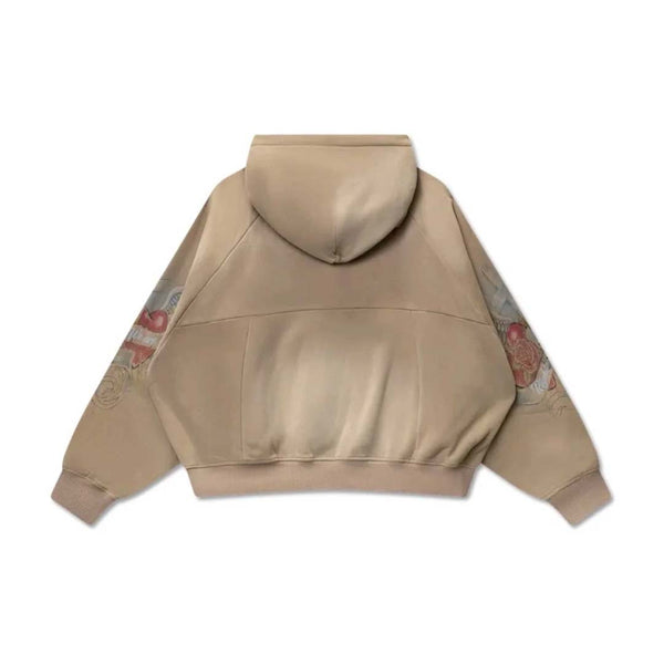 Righteous Sacred Heart Tan Zip Up Hoodie