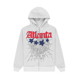 Sp5der ATL Heather Grey Zip Up Hoodie