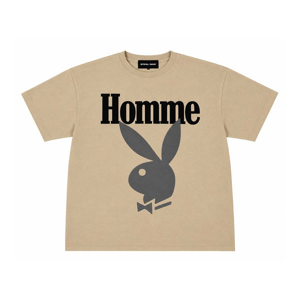 Homme Femme Playboy Cream Black Grey Tee