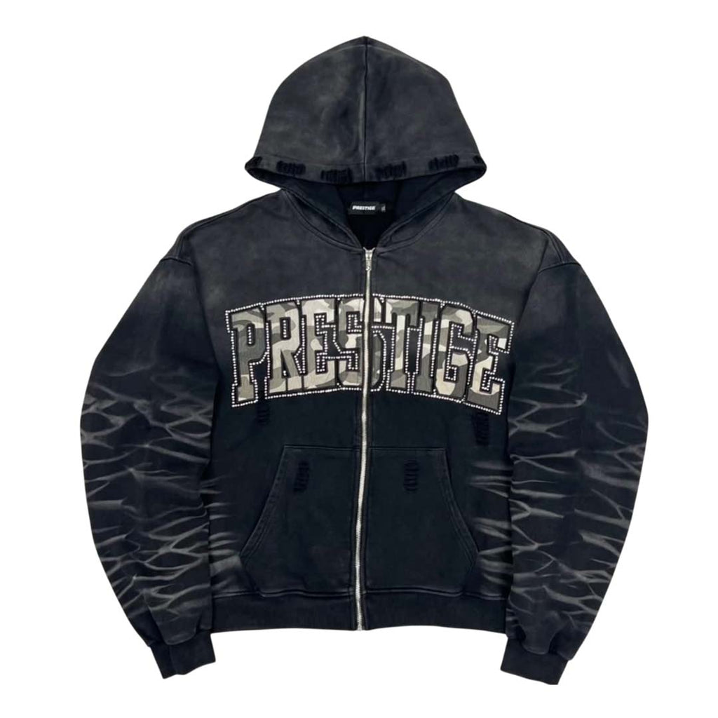 Prestige Eclipse Zip Up Hoodie Faded Black Camo