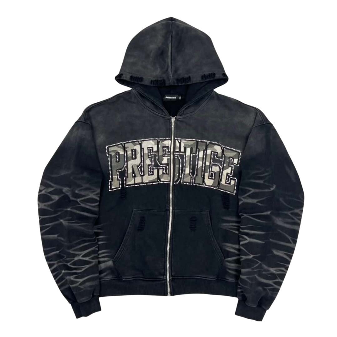 Prestige Eclipse Zip Up Hoodie Faded Black Camo