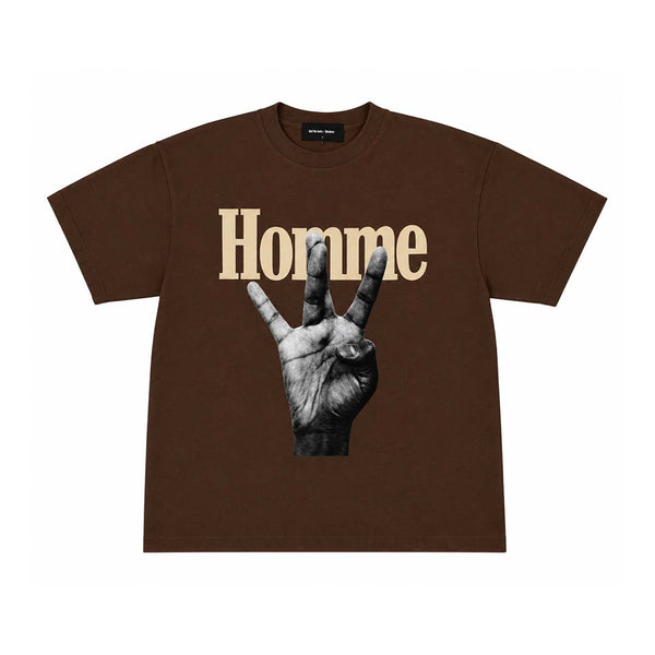 Homme Femme Twisted Fingers Brown Bone Tee
