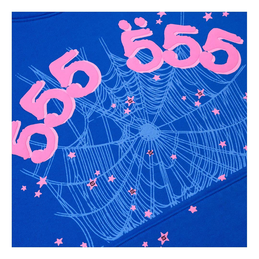Sp5der Angel Number Hoodie Blue Pink
