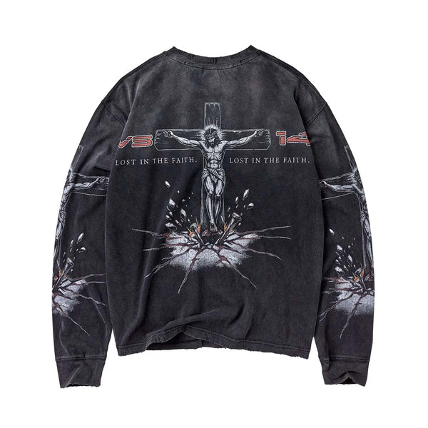 Vale Forever Concrete Cross Long Sleeve Tee Black Red