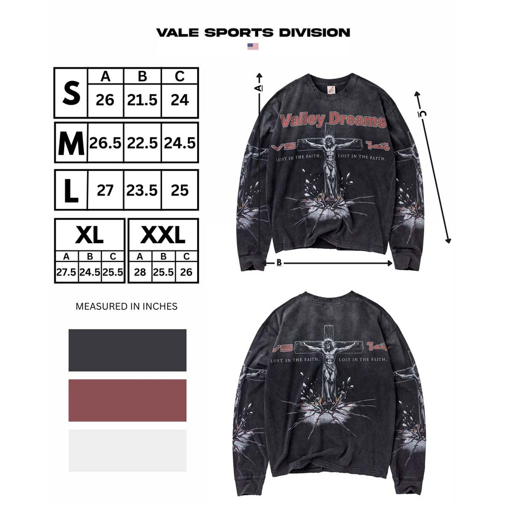 Vale Forever Concrete Cross Long Sleeve Tee Black Red