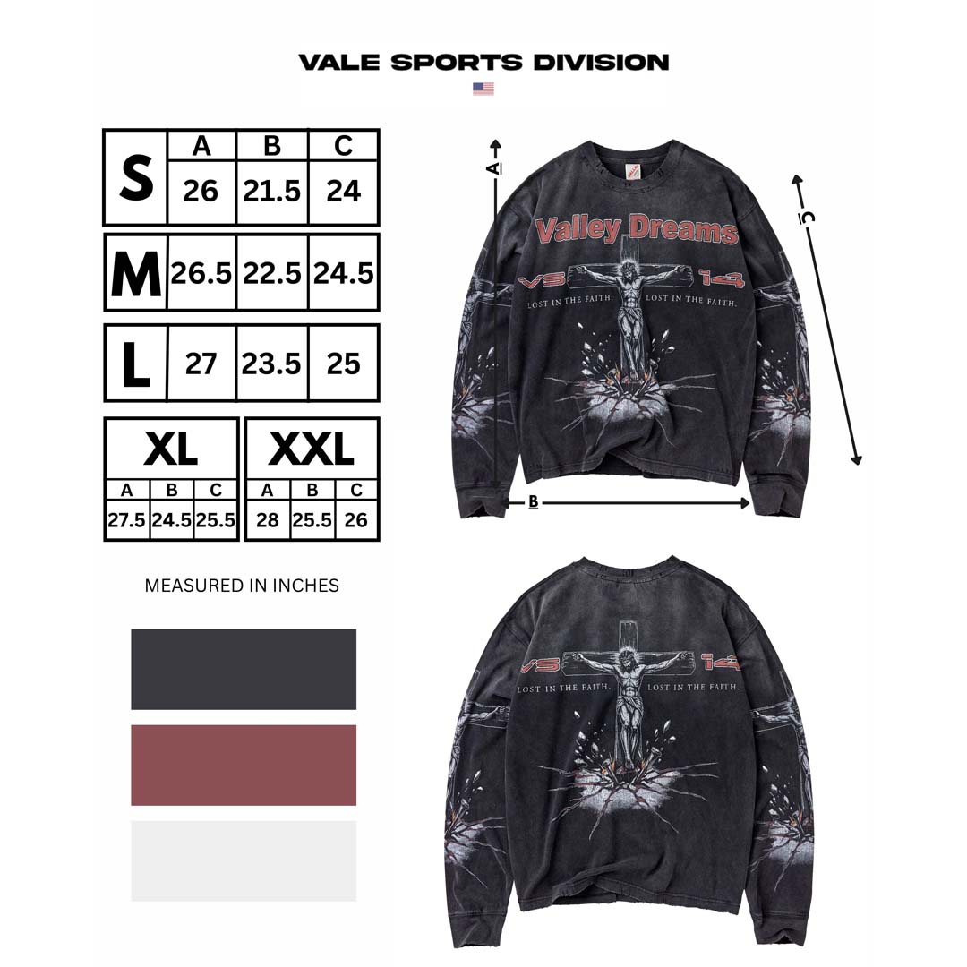 Vale Forever Concrete Cross Long Sleeve Tee Black Red