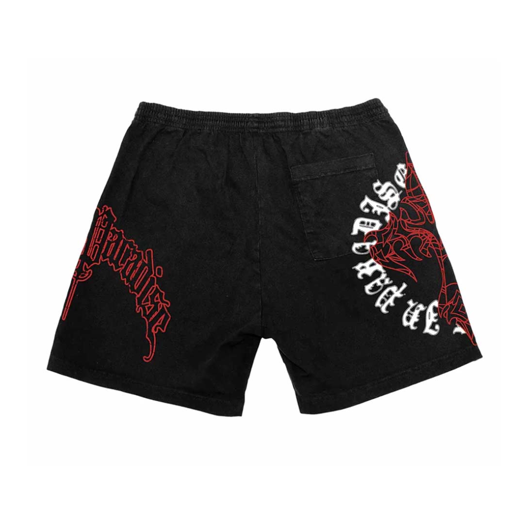 Revenge Web Cross Shorts Black Red