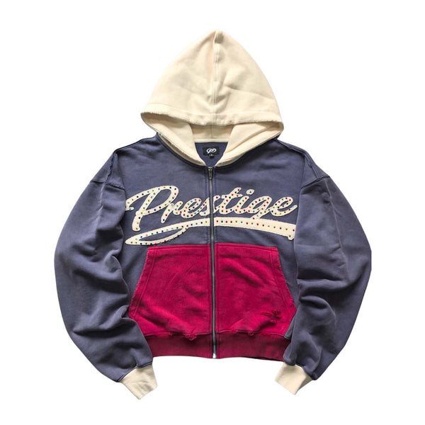 Prestige Gemstone Zip Up Hoodie Blue White Red