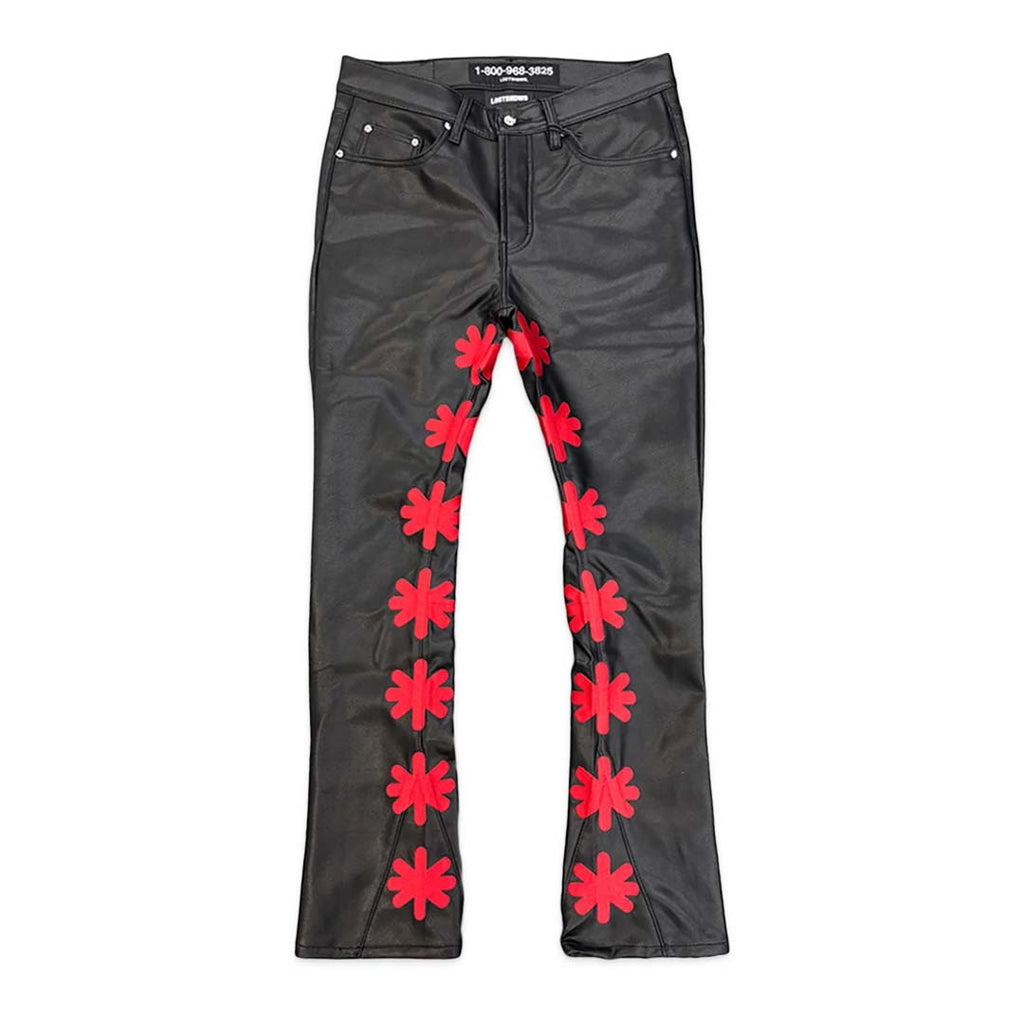 Lost Shadows Sun Logo Leather Pant Black Red