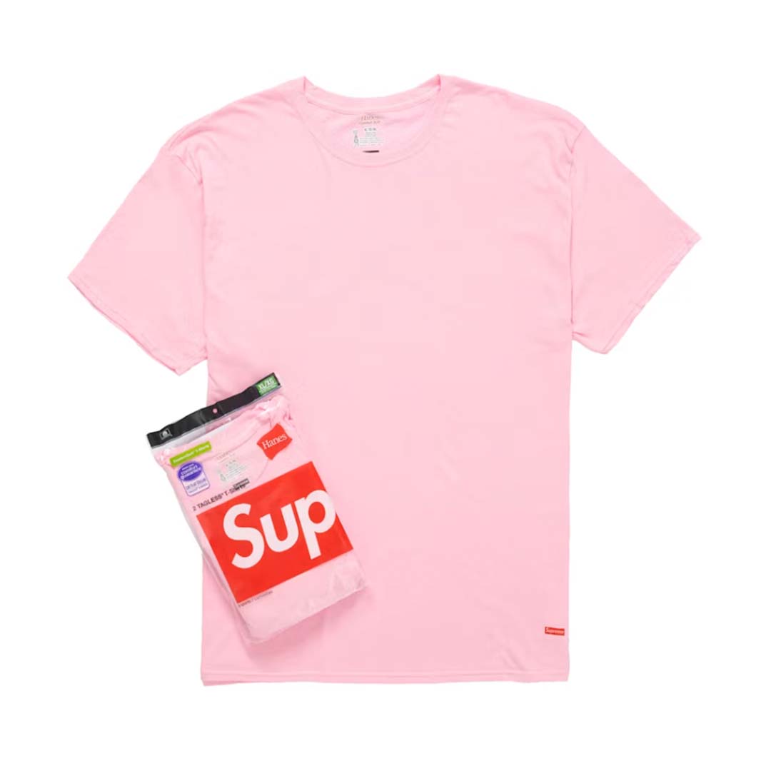 Supreme Hanes Pink Tagless Tee 2 Pack