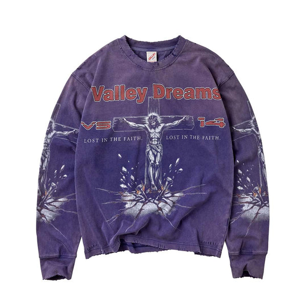 Vale Forever Concrete Cross Long Sleeve Tee Navy Red
