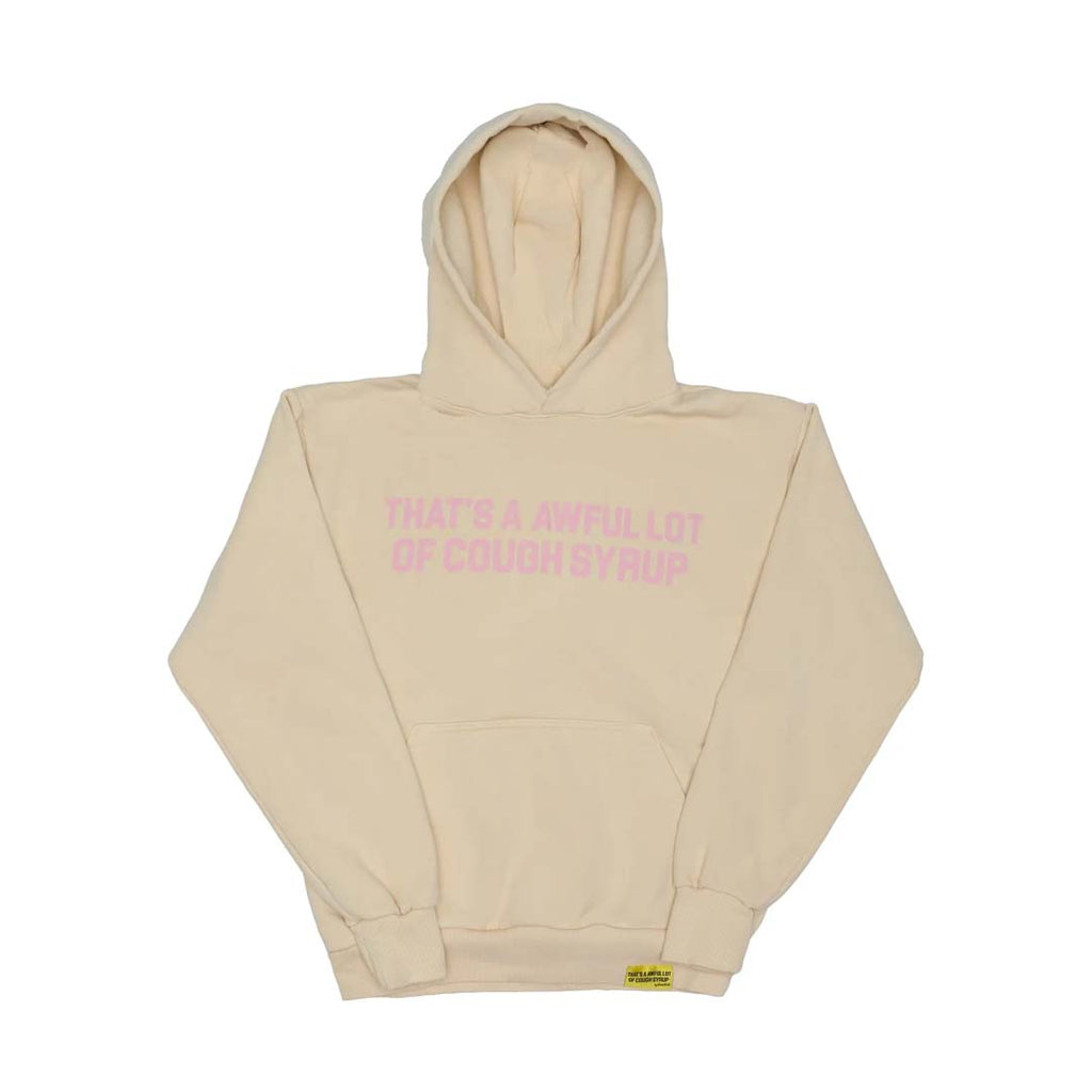 Awful Lot of Cough Syrup Cream Pink Spellout Hoodie