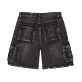 Godspeed Square Cargo Denim Shorts Faded Black