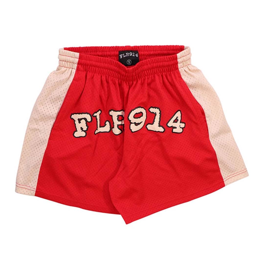 Floor 914 Uniform Mesh Shorts Red Cream