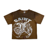 Saint Vanity Griffin Tee Distressed Dirty Washed Brown