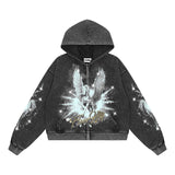 Floor 914 Pegasus Zip Hoodie Grey Wash