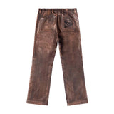 Triple Sevens Brown Leather PU Pants