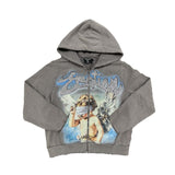 Mixed Emotions Rhinestone Hoodie Grey
