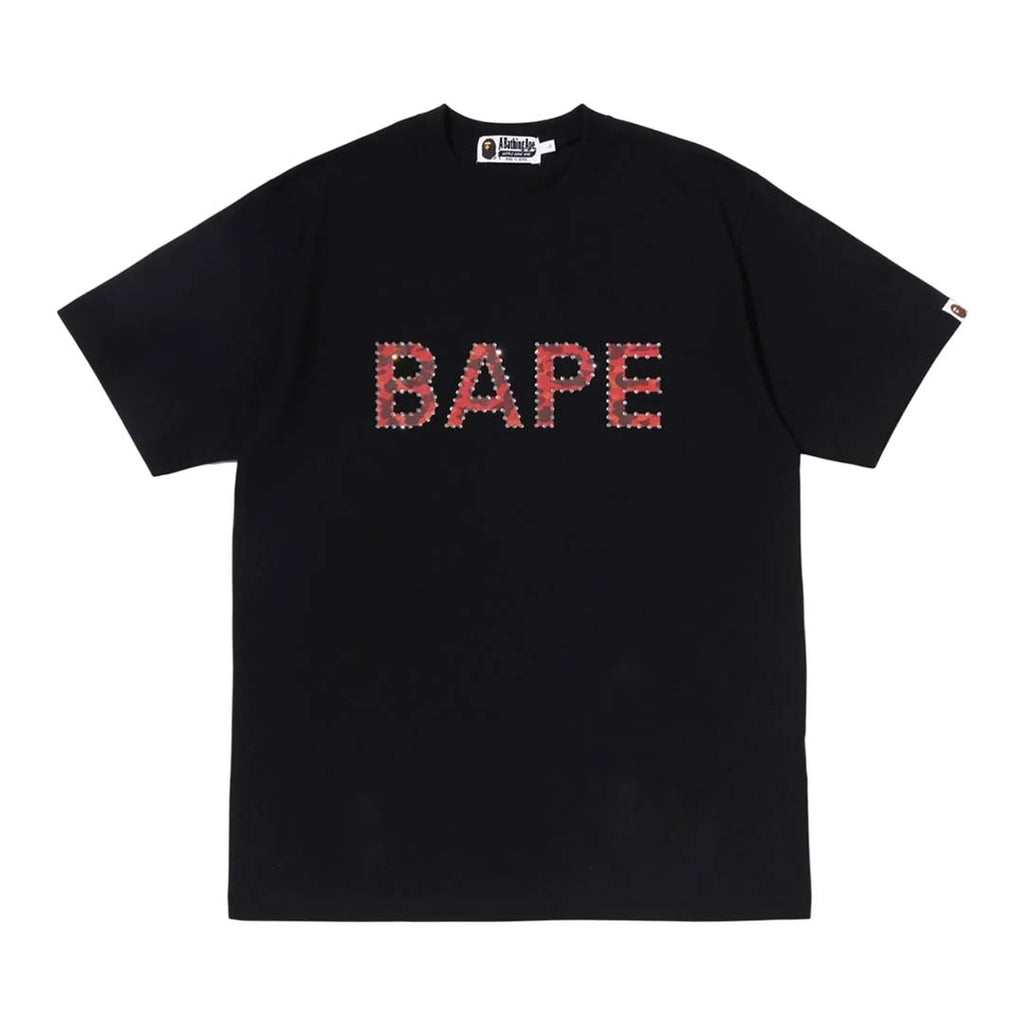 Bape Rhinestone Logo Tee Black Red