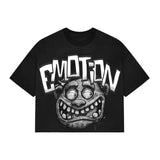 Mixed Emotions Monster Cropped Black Tee