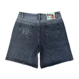 Dry Rot Black Rhinestone Faded Jean Shorts