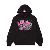Sp5der Angel Number Web Hoodie Black Pink