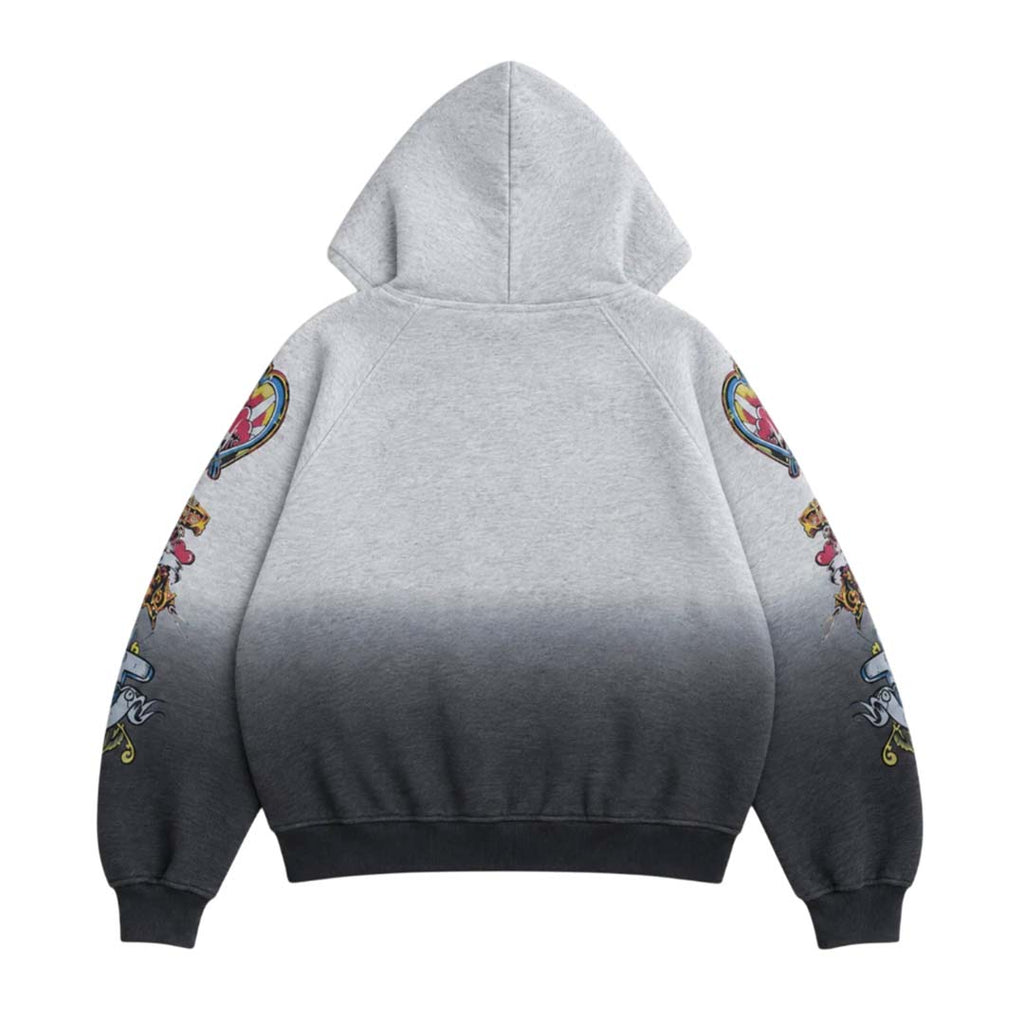 Righteous Grey Faded Two Tone Risen Zip Up Hoodie