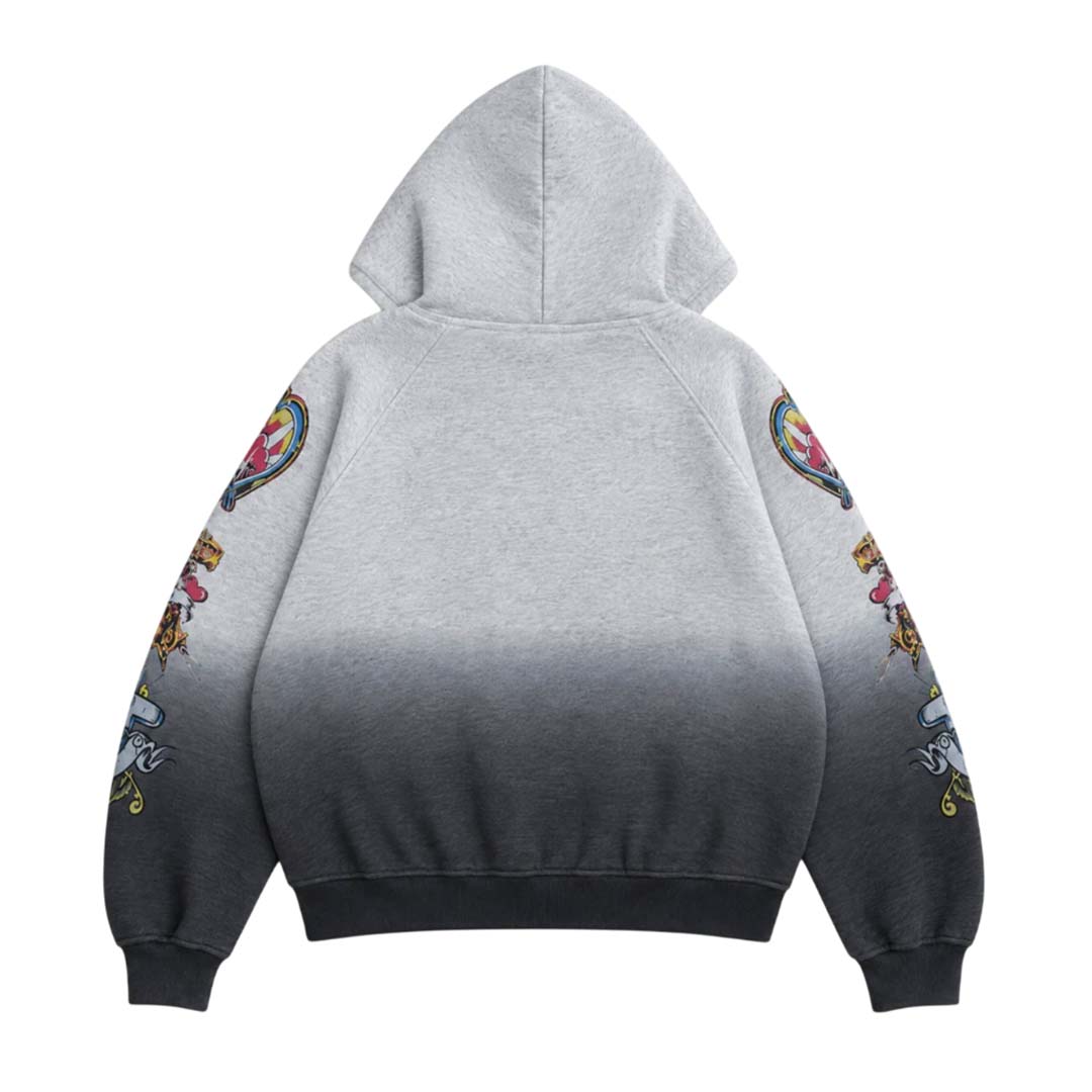Righteous Grey Faded Two Tone Risen Zip Up Hoodie