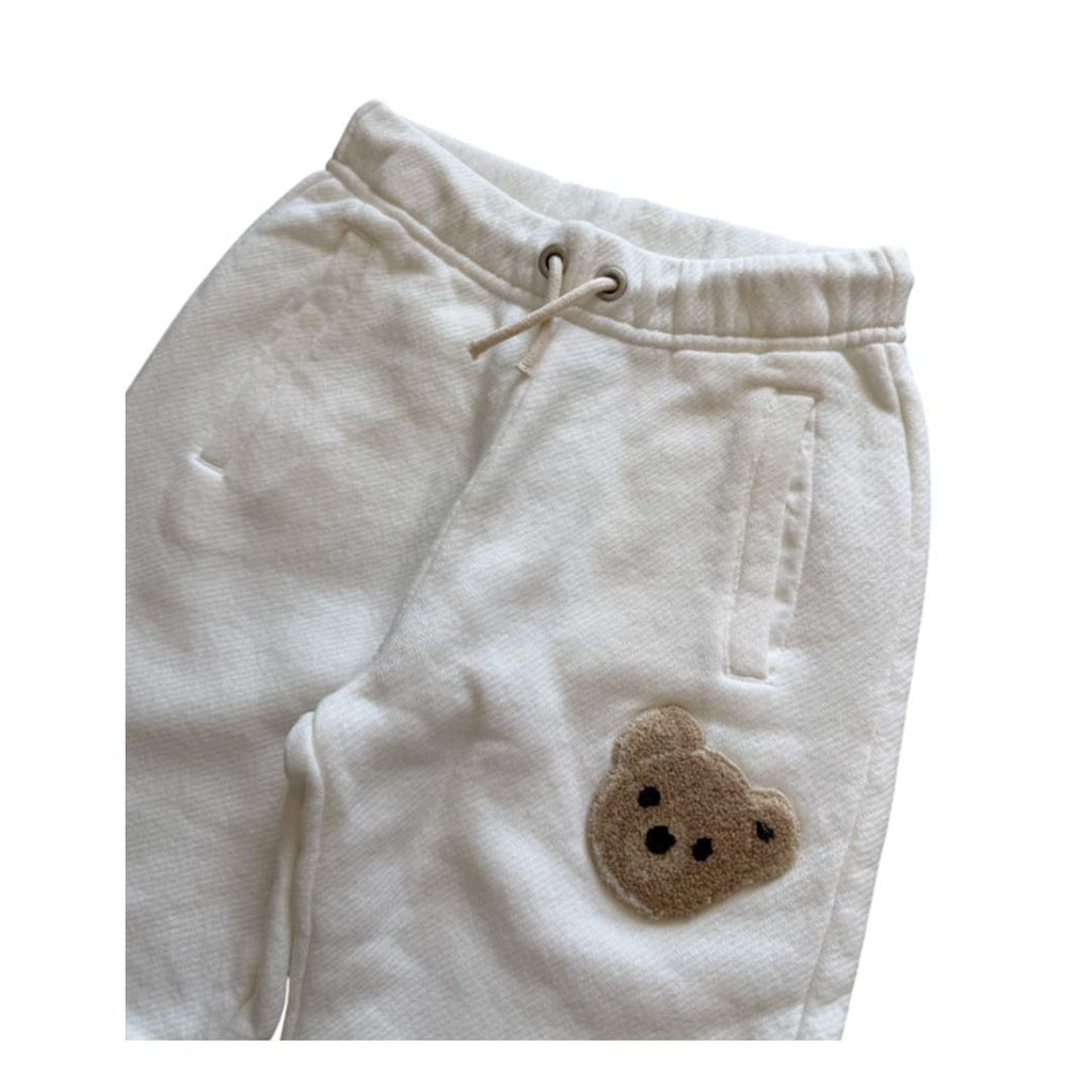 Palm Angels KIDS Bear Jogging Sweatpants Off White Brown