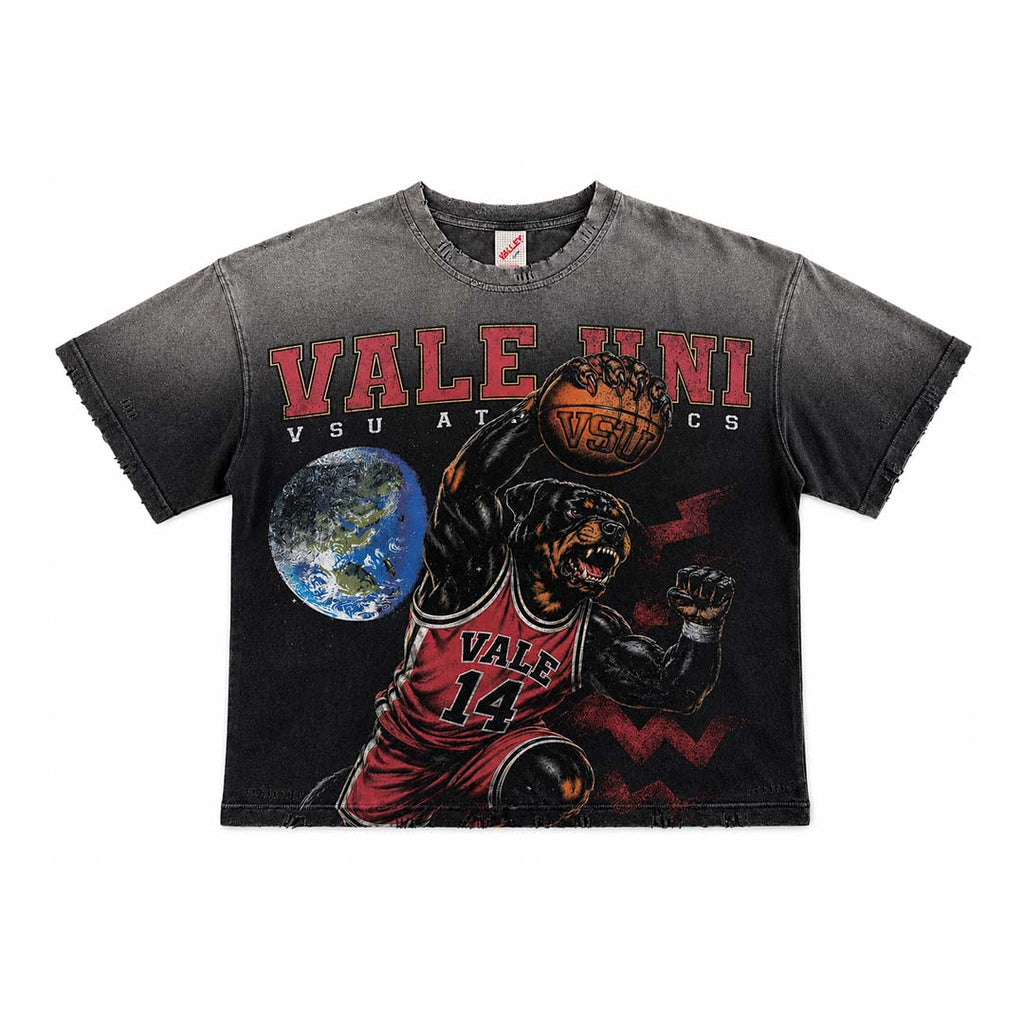 Vale Forever VSU Athletics Dog Basketball Faded Black Tee